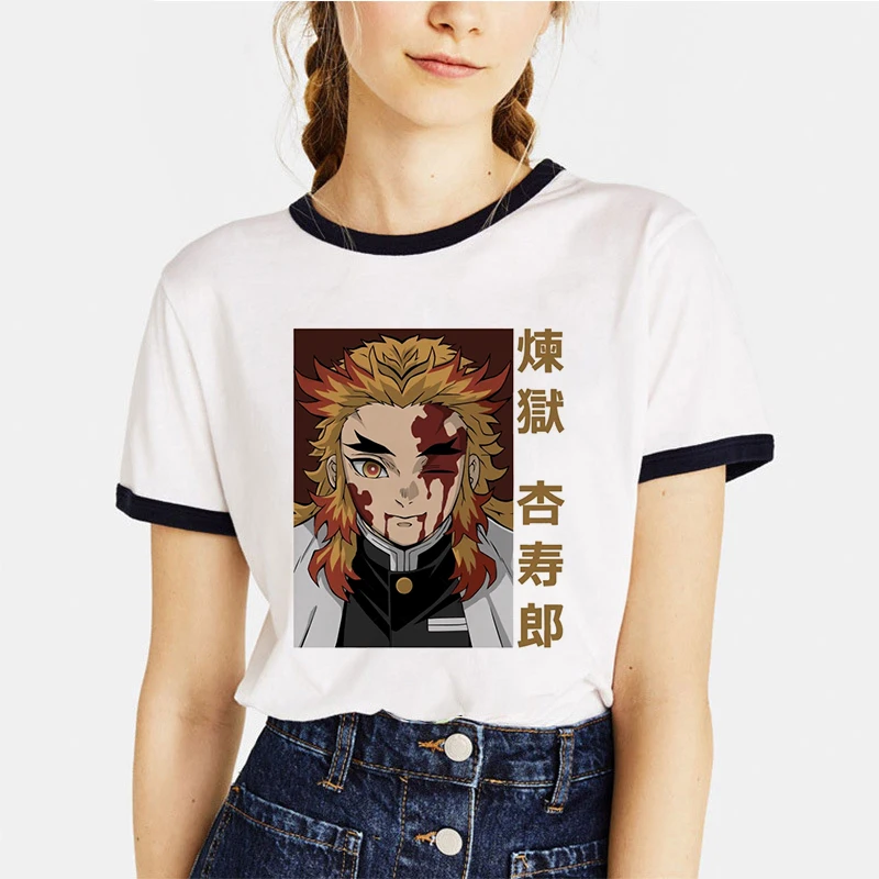 Футболка унисекс Rengoku Nezuko Мужская футболка Kawaii Kimetsu No Yaiba мультяшная из японского