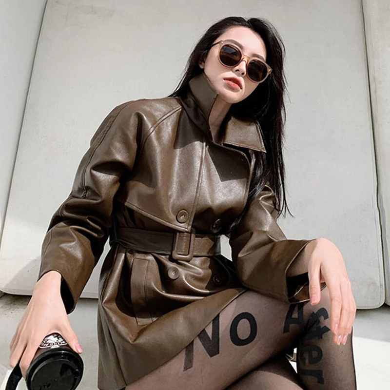 Зимняя куртка из искусственной кожи Женская Толстая теплая хлопковая байкерская