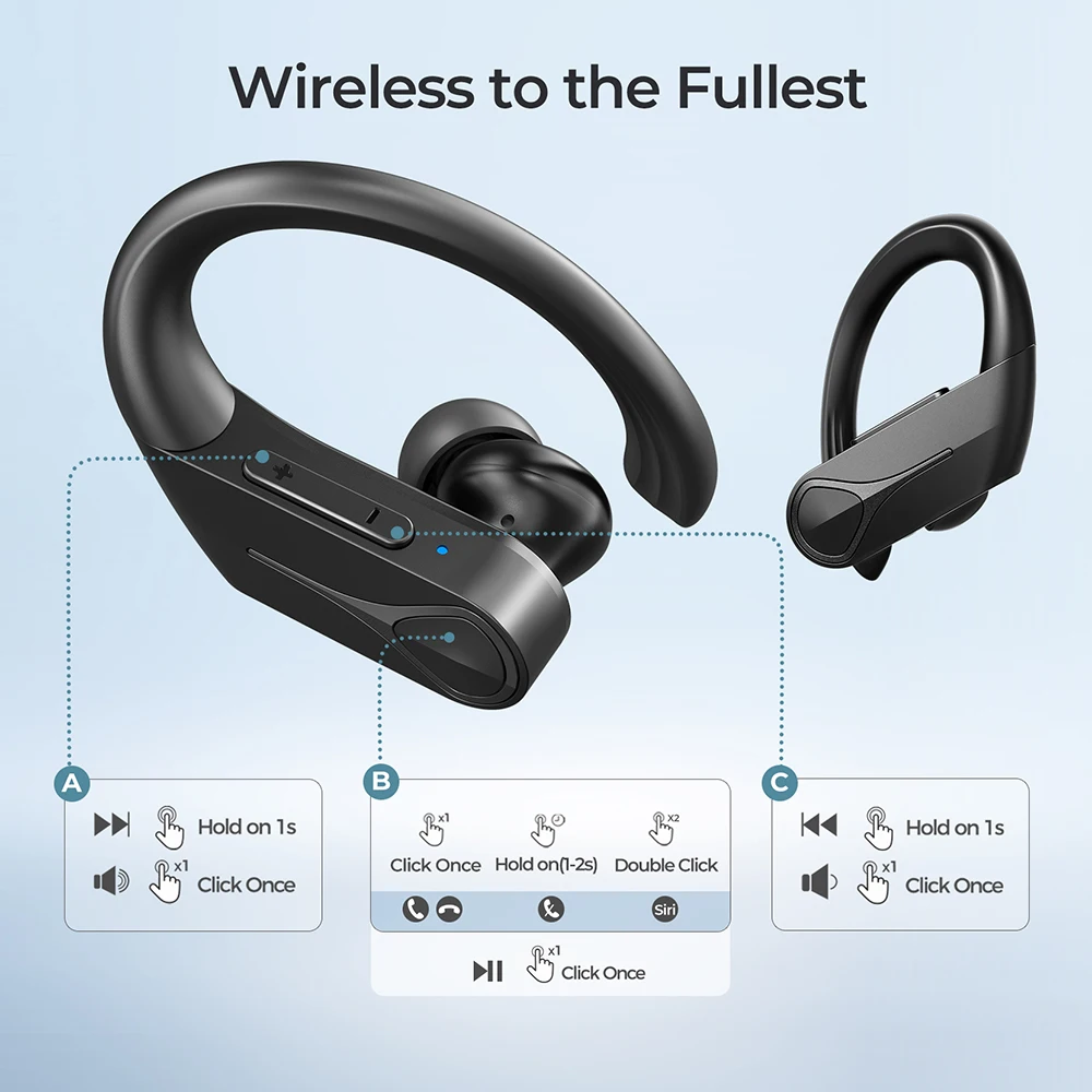 Mpow Flame Solo Wireless Earbuds Sports Bluetooth Earphones Ear Hook design with Mic 28Hrs Playtime IPX7 Waterproof for Running |