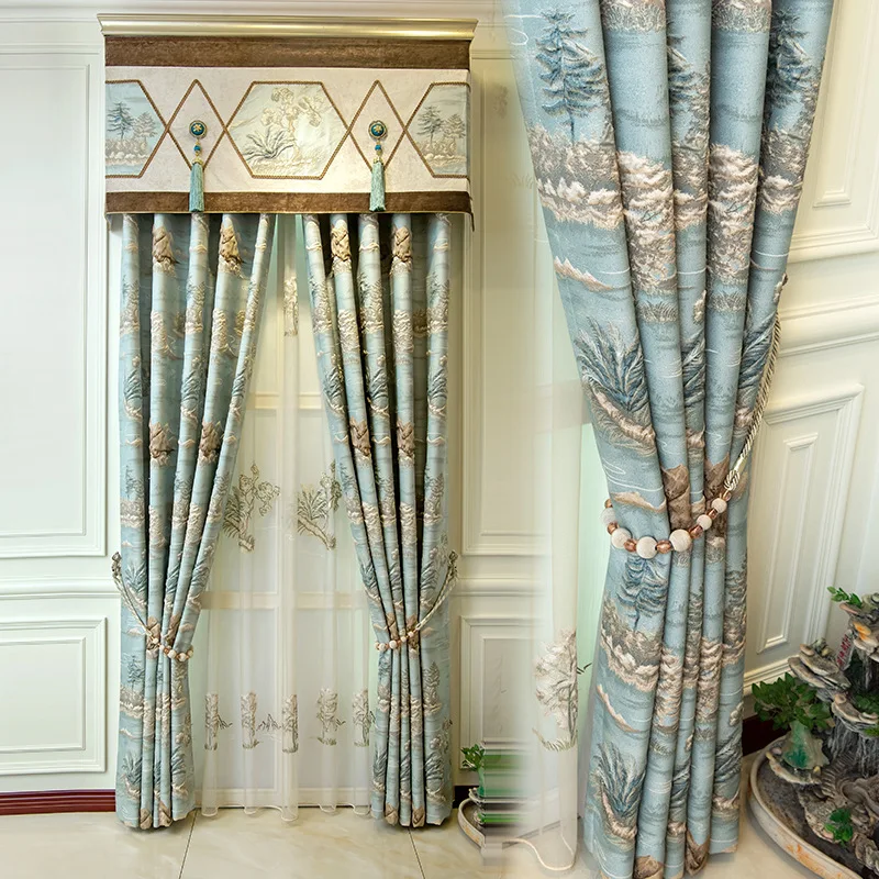 

2023 Chinese High-precision Three-dimensional Embossed Curtains Finished Custom Blackout Curtains for Living Dining Room Bedroom