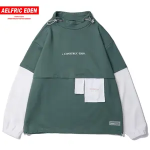 Aelfric Eden, Цветные Лоскутные толстовки, мужские, осень 2019, Harajuku, уличная одежда, повседневный мужской пуловер, толстовки с капюшоном, верхняя одежда