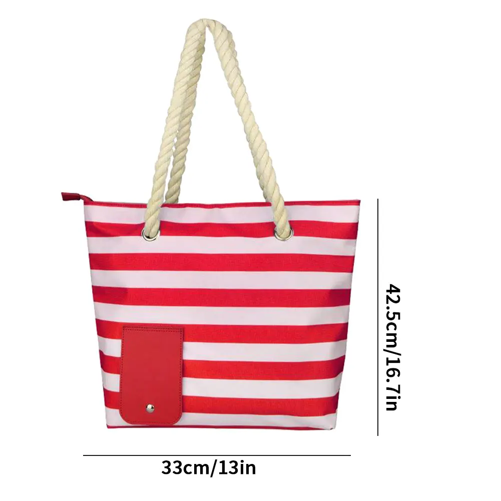 

Beach Wine Purse Portable Heat Insulation Stripe Wine Tote Bag Compartment Blue/Red Multifunction Wine Tote With Compartment