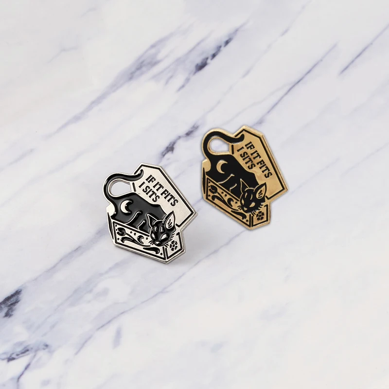 Эмалированная булавка с черной кошкой в коробке если она мне подходит броши