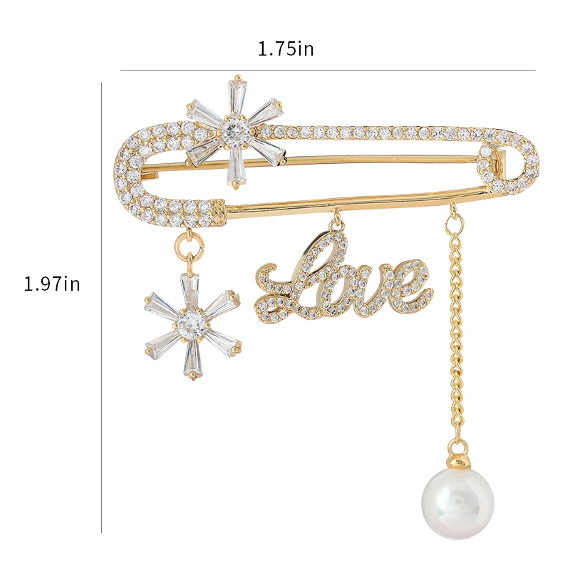 Роскошная женская брошь с искусственным жемчугом и фианитом | Украшения