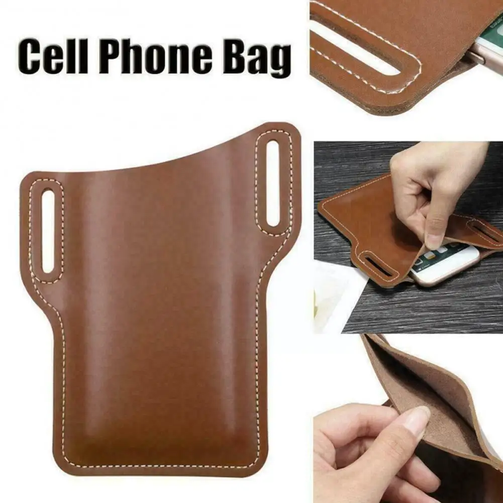 

PU Leather Cell Phone Bag Mobile Phone Holster Protective Cover Case Outdoor Anti-loss Hanging Waist Bag Belt Clip For ipho Q7T2