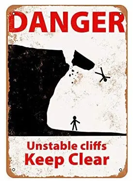 

Rustic Danger Unstable Cliffs Vintage Look Metal Sign
