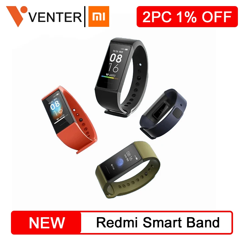 Новый смарт браслет Xiaomi Redmi Band 4 цвета фитнес с пульсометром большой сенсорный