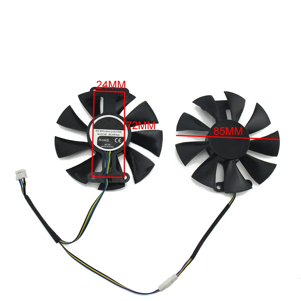 Вентилятор охлаждения для видеокарт Datalan Radeon Red Dragon AX RX 480 470 580 85 мм 4 контакта GA91B2U