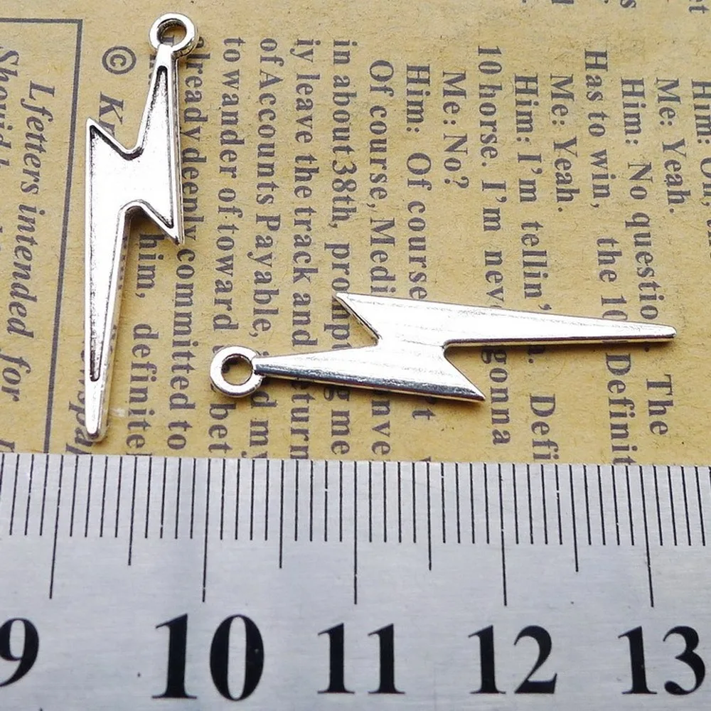 

250pcs Lightning Charms 7mm x 34mm DIY Jewelry Making Pendant antique silver color