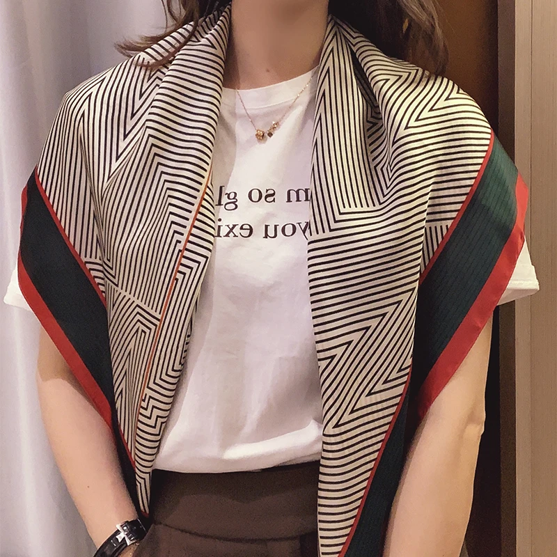 

2021 new spring women scarf quality shawl silk fashion scarf headscarf beach sunscreen bag headscarf scarf 90cm*90cm