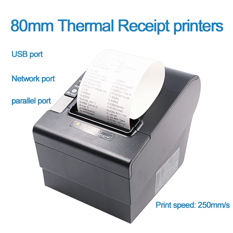 80 мм Термальный чековый принтер POS для билетов кухонный автоматический резак