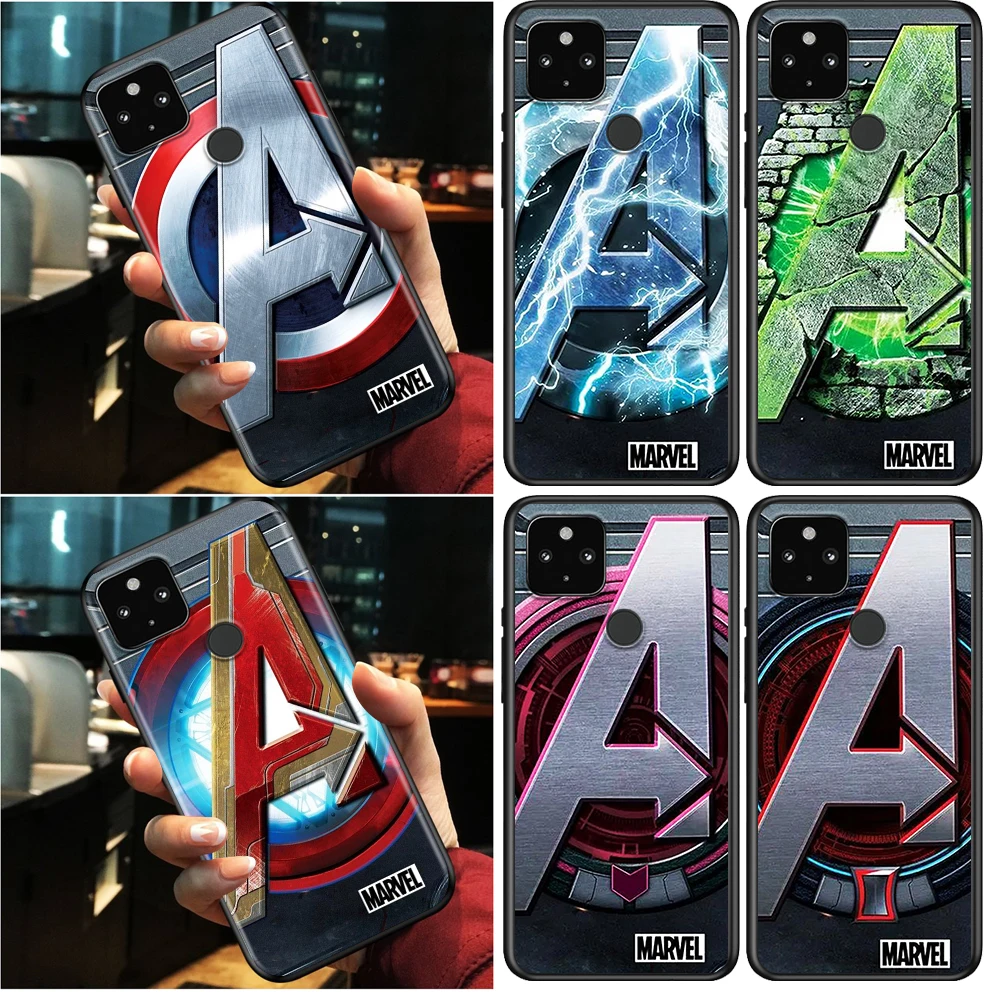

Marvel logo Shockproof Cover For Google Pixel 6 6a 5 4 5A 4A XL Pro 5G Black Phone Case Shell Soft Coque