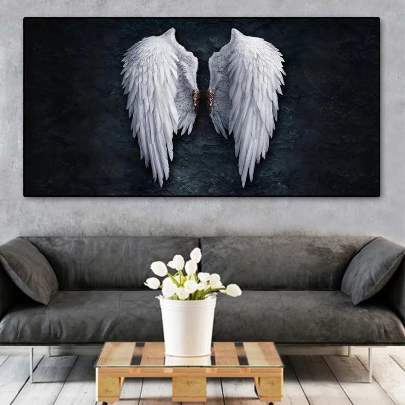 

Black and White Wings Wall Art Canvas Paintings Angel Wings Simplicity Style Posters and Prints Art Wall Picture for Living Room