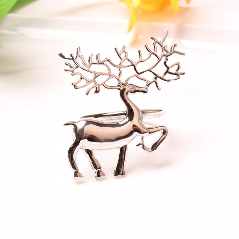 

1PC Christmas Napkin Holder Alloy High-quality Durable Delicate Deer Napkin Ring For Bar Restaurant Christmas Party Dinner