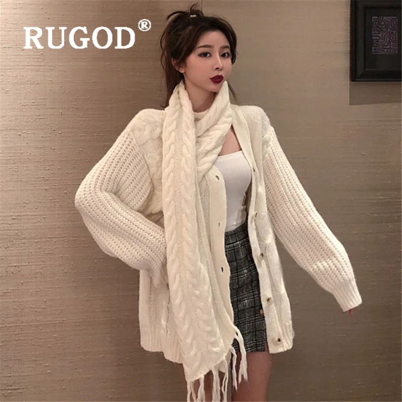 RUGOD Elegant Long Cardigan Twist Pattern Sweater Womens Sweaters 2019 Winter Tops For Women Knitwear Fashion Kpop Clothes |