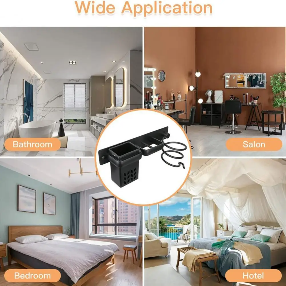 

Настенный стеллаж для хранения многофункциональный алюминиевый Прочный Многофункциональный водонепроницаемый держатель для фена для дом...