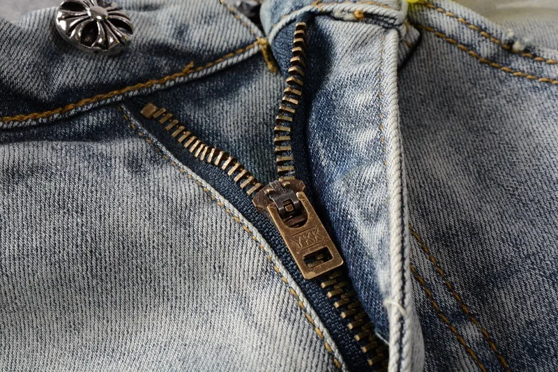 

Cr Sanskrit Letter Cross Badge Casual Slimmed-down Trousers Men Designer Jeans for Men Boyfriend Jeans Pants Denim Plus Size
