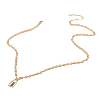 xuqian hot selling alloy classic gold lock key pendant adjustable waist belt chains with 85cm for women girls jewelry c0029