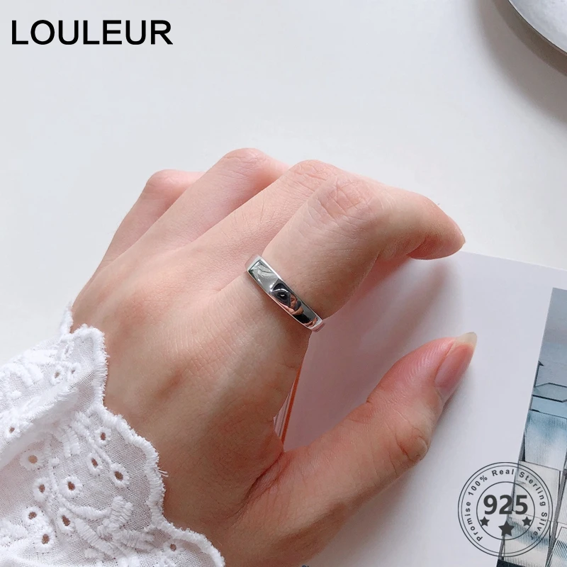 LouLeur Настоящее серебро 925 пробы кольцо минималистичное высокое качество
