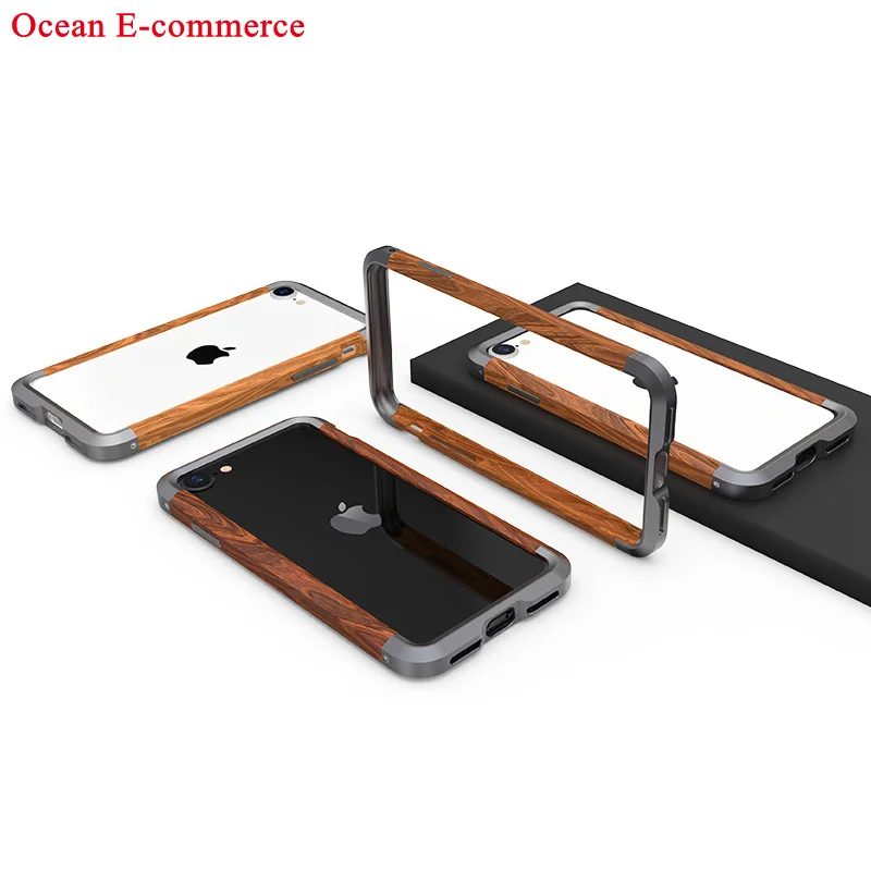 

Оригинальный бампер из натурального дерева и алюминия, металлический чехол для Apple iPhone SE 2020/ 7/ 8, Роскошный Жесткий Тонкий защитный чехол, бам...