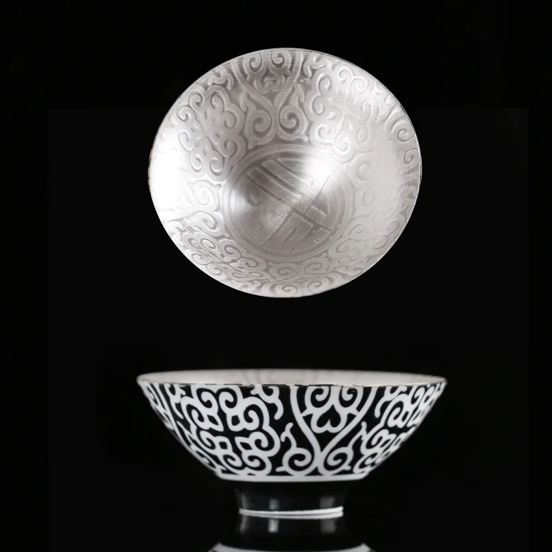 

Чайная чашка из чистого серебра 75 мл, керамическая посуда, инкрустированная серебряной чашей для чая, серебряная чашка ручной работы