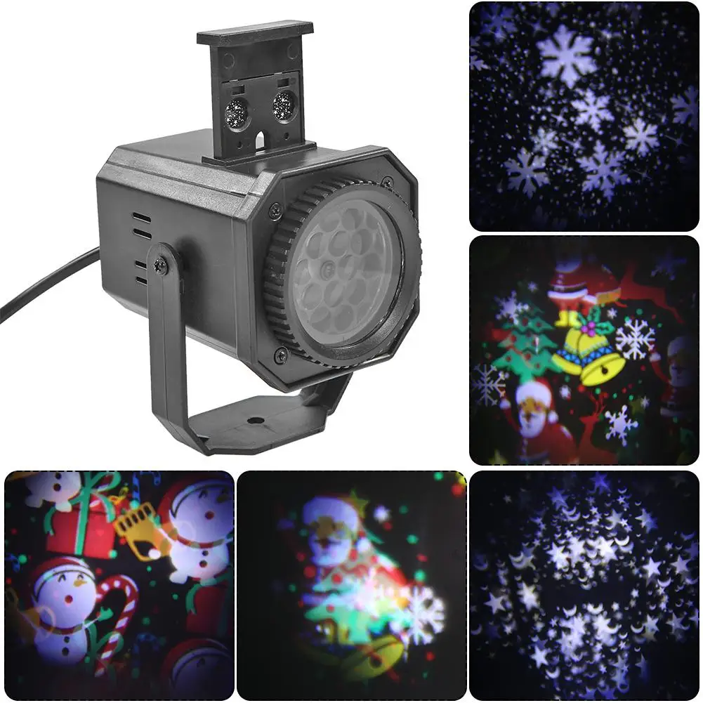 

LED Stage Light Christmas Pattern Projector Colorful Rotating KTV DJ Disco Lamp Customizable Advertising Content for Wedding Bar