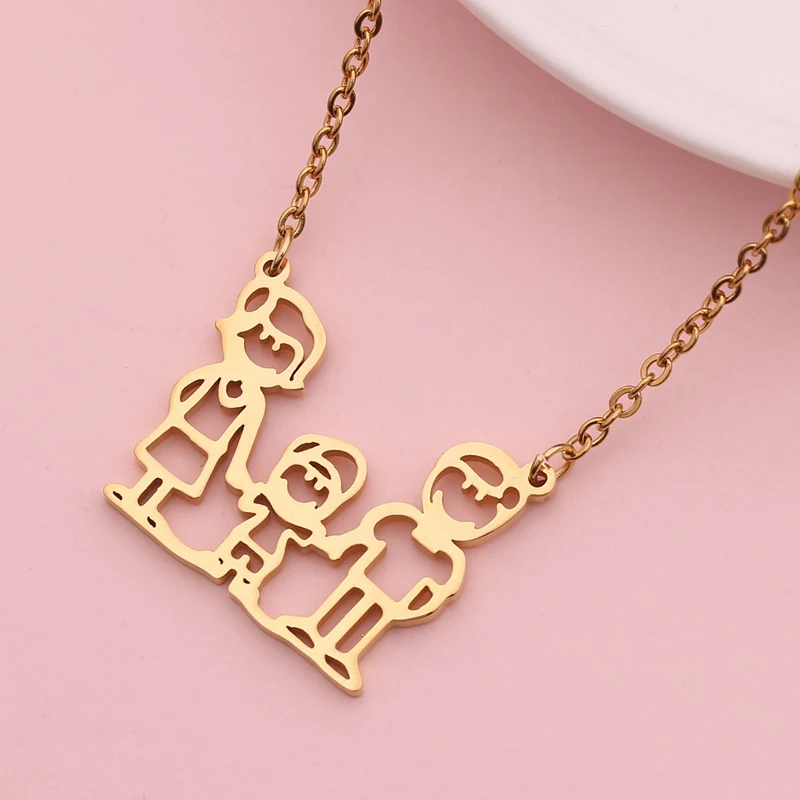 Ручное теснение счастливая семья ожерелье сын бытовой для члена семьи Подарок