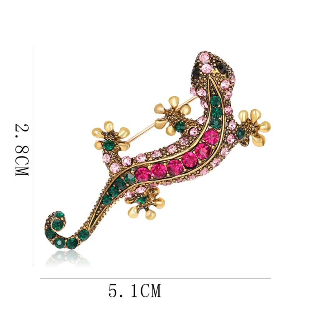 HOT SALES！！！New Arrival Unisex Rhinestone Lizard Gecko Animal Creeper Brooch Pin Corsage Jewelry Gift Wholesale Dropshipping images - 6