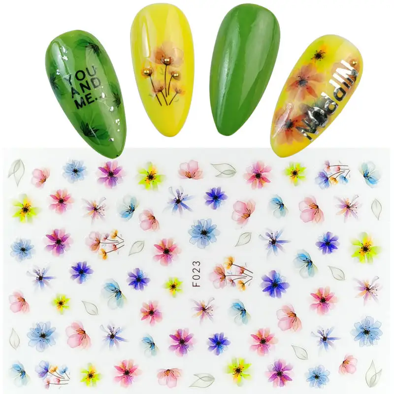 

1 Sheet 3D Nail Stickers Adhesive Decals Flowers Leaf Geometry Fruit Dessert Designs Sliders Tattoo Manicure Decorations