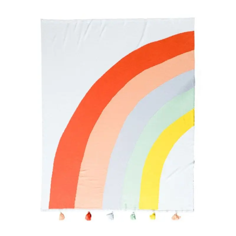 Хлопковое трикотажное одеяло в скандинавском стиле радужную полоску милое