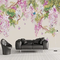 custom 3d wallpaper classic hand painted wisteria flower butterfly wall painting living room sofa tv background home decor mural