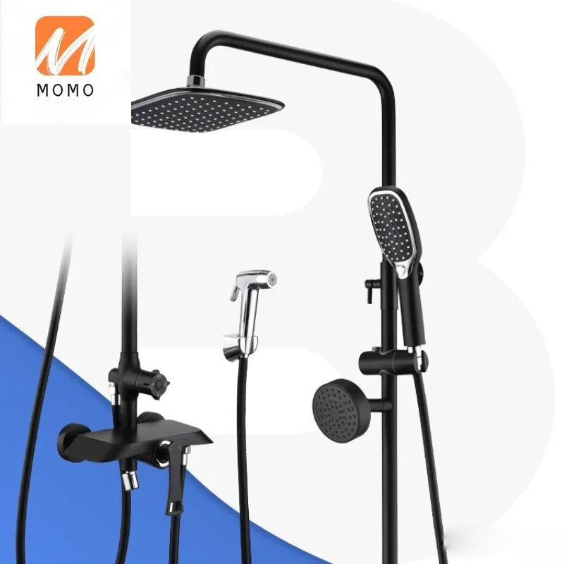

Shower Mixer Square Rain Shower Black Color Hot And Cold Shower Set