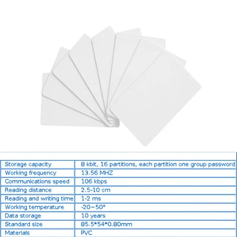 

10PCS 13.56MHZ Contactless White PVC Card High Frequency IC Cards RFID Key Tag Access Control Attendance NFC Card