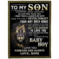 to my son my baby boy love from mom lions cozy premiun fleece blanket 3d print sherpa blanket on bed home textiles