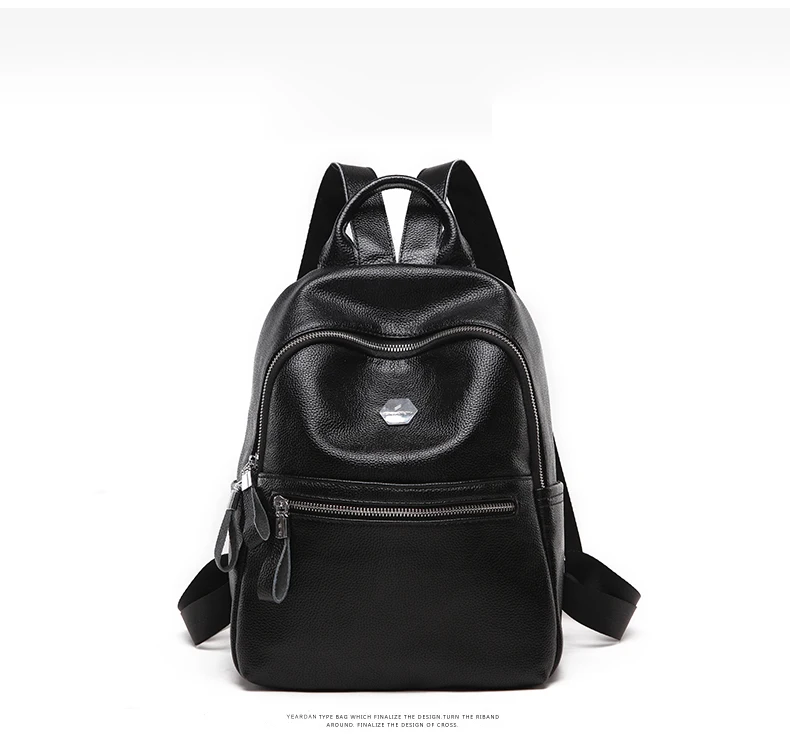Black Backpack Каждодневные рюкзаки для женщин из натуральной кожи рюкзак из настоящей кожи; простые туфли Стиль школьная сумка через плечо сумка-шоппер дорожные сумки брендовые дизайнерские модные Mochila для леди - Color: Black Backpack