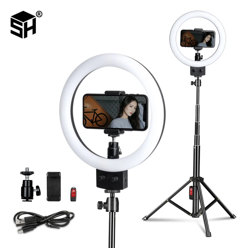 23 см светодиодный кольцевой светильник 5500K Photo Studio светильник фотография вспышка для видео с регулируемой яркостью для телефона с 180 см штатив монопод для селфи-палка и держатель для мобильного телефона
