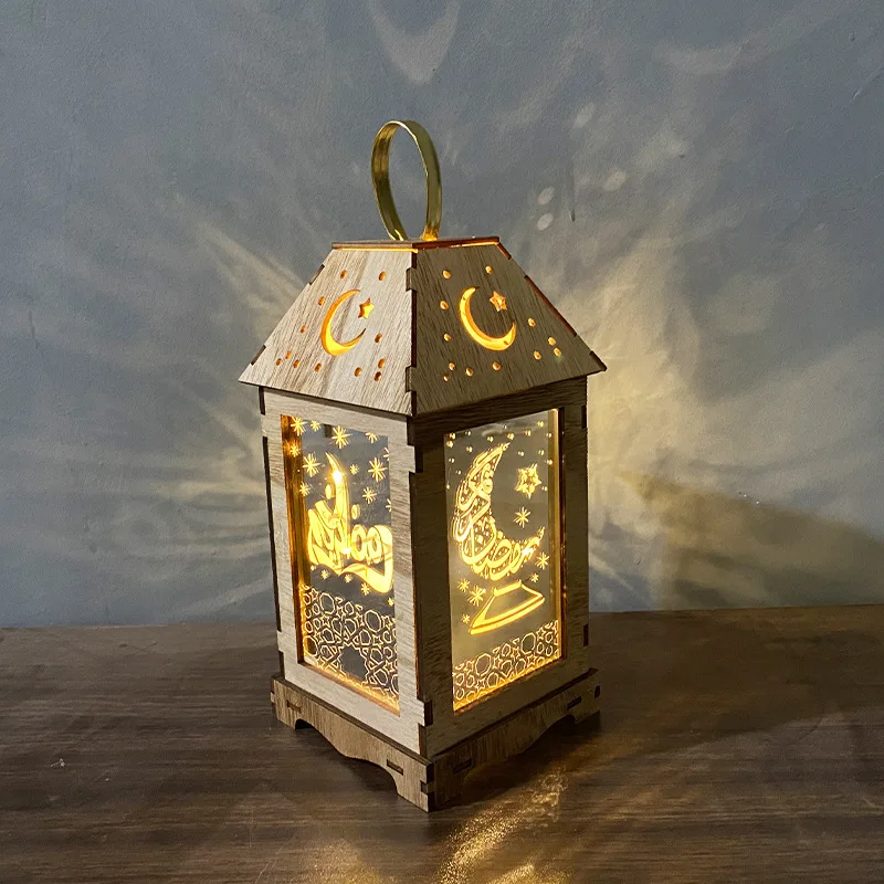 

Ramadan Lanterns Light Eid Mubarak Wooden Moon Star LED Lights For Home Islam Muslim Event Party Supplies Eid Al-Fitr Decoration