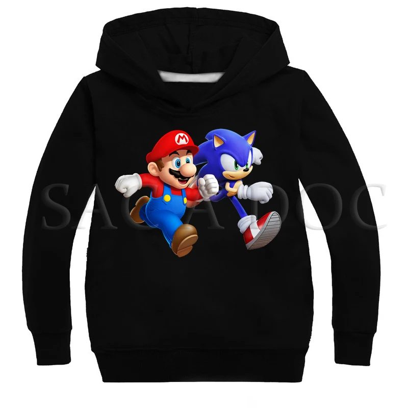 Hoodies 2 Новое поступление, детские осенние толстовки с капюшоном с принтом Соника и Марио толстовки для маленьких мальчиков и девочек детская верхняя одежда, топы с длинными рукавами - Цвет: Hoodies 2