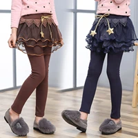 children pants girls leggings with layered mesh tutu skirt autumn winter kids clothes cotton leggings stars adorned skirt pants