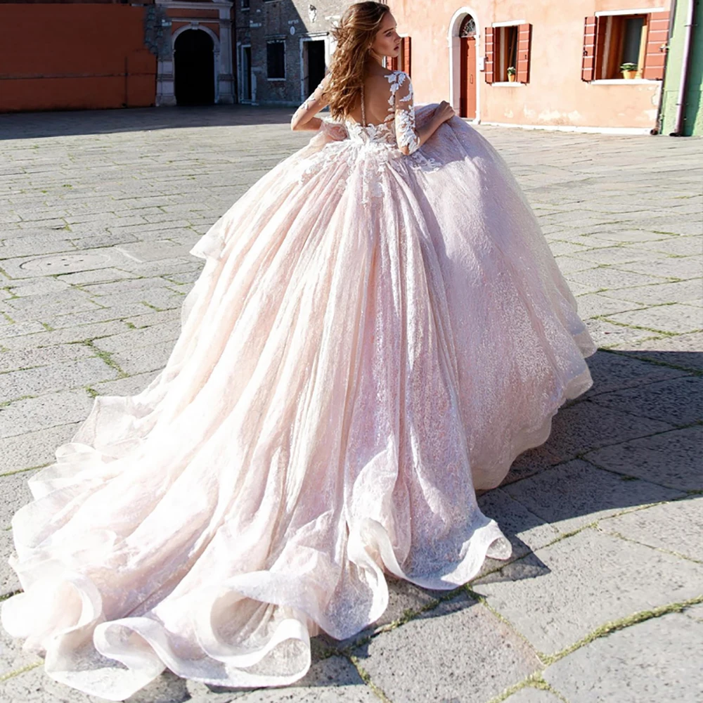 Романтичное свадебное платье А силуэта с кружевной аппликацией 2020|Свадебные