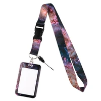 fd0837 milky way system lanyard office id card cover business badge holder usb pendants lariat keychain phone straps card holder