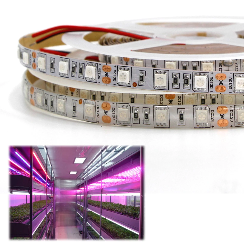 Светодиодный Grow светильник полный спектр 5 м светодиодный полосы 5050 Цветок