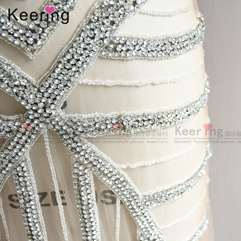 

New Arrival Handmade High-End Wedding Crystal Dress Crystal Embroidery Applique For Evening Dress WDP-157