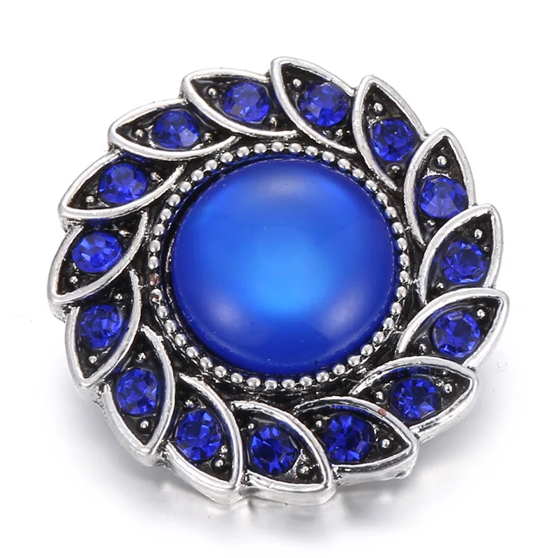 6 шт./лот новые ювелирные изделия 18 мм металлические кнопки Стразы Синяя кнопка