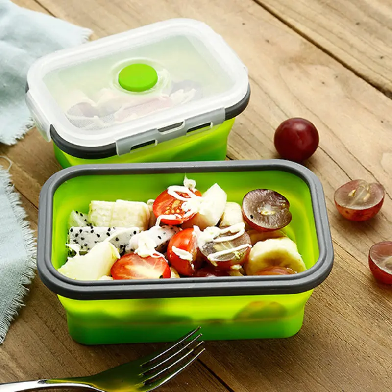 Силиконовый складной контейнер для обеда контейнер для хранения еды Bento BPA Free Microwavable Портативный Пикник Кемпинг прямоугольник наружная коробка