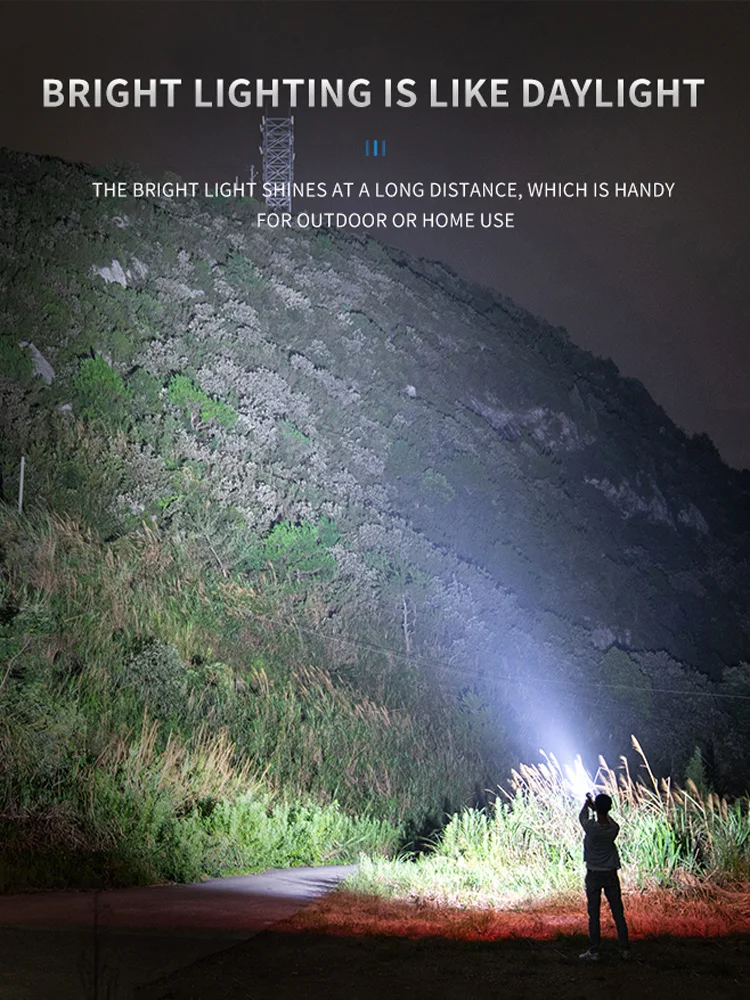 

XHP99 Powerful Stepless Dimming LED Flashlight 5000mAH USB Rechargeable Work Light 5-Modes Zoom Torch Tactial Flashlight 18650