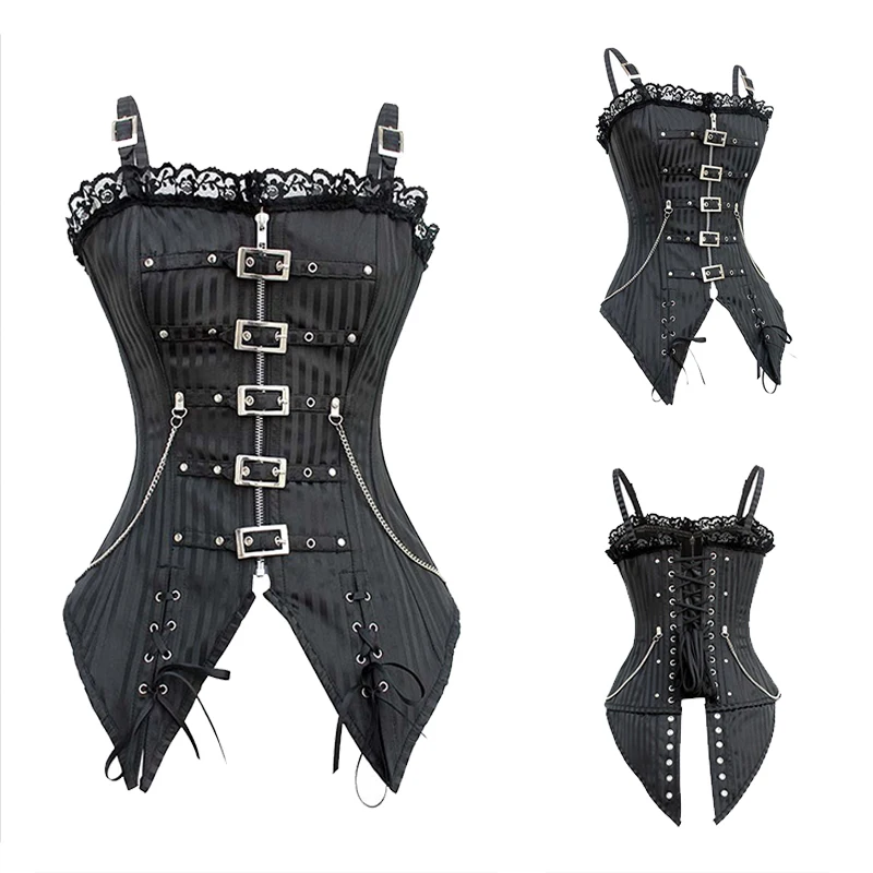 Сексуальный корсет в стиле стимпанк утягивающий с бретелькой через шею