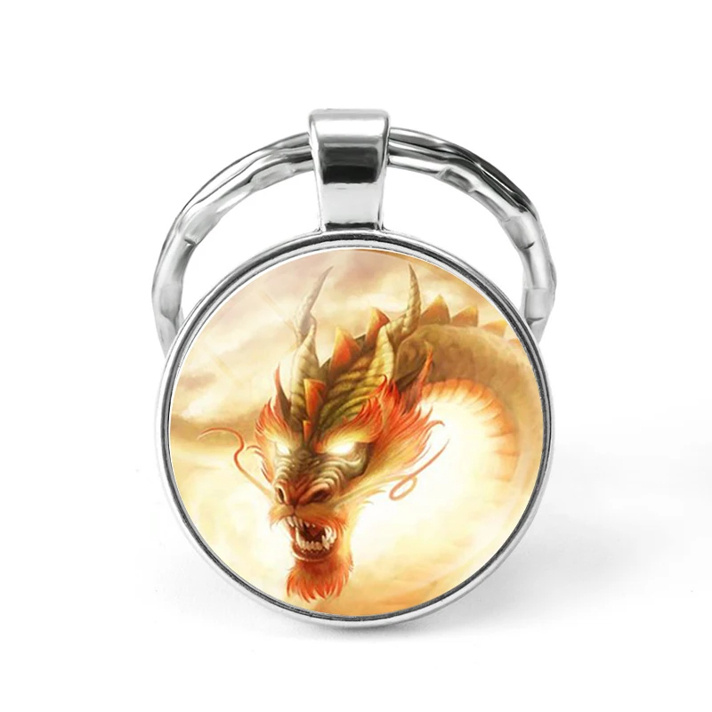Брелок с драконом стеклянный брелок кабошоном дракон ювелирные изделия кольцо