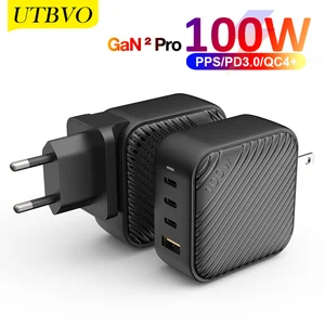 utbvo 100w 4port gan 2 pro usb c power adapter pd100w87w65w45w20w fast charger for macbook proair samsung iphone xiaomi free global shipping