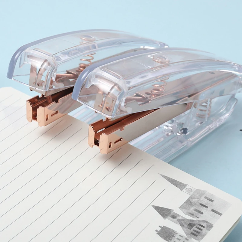 

Simple stapler fashion transparent office supplies student rose gold stationery